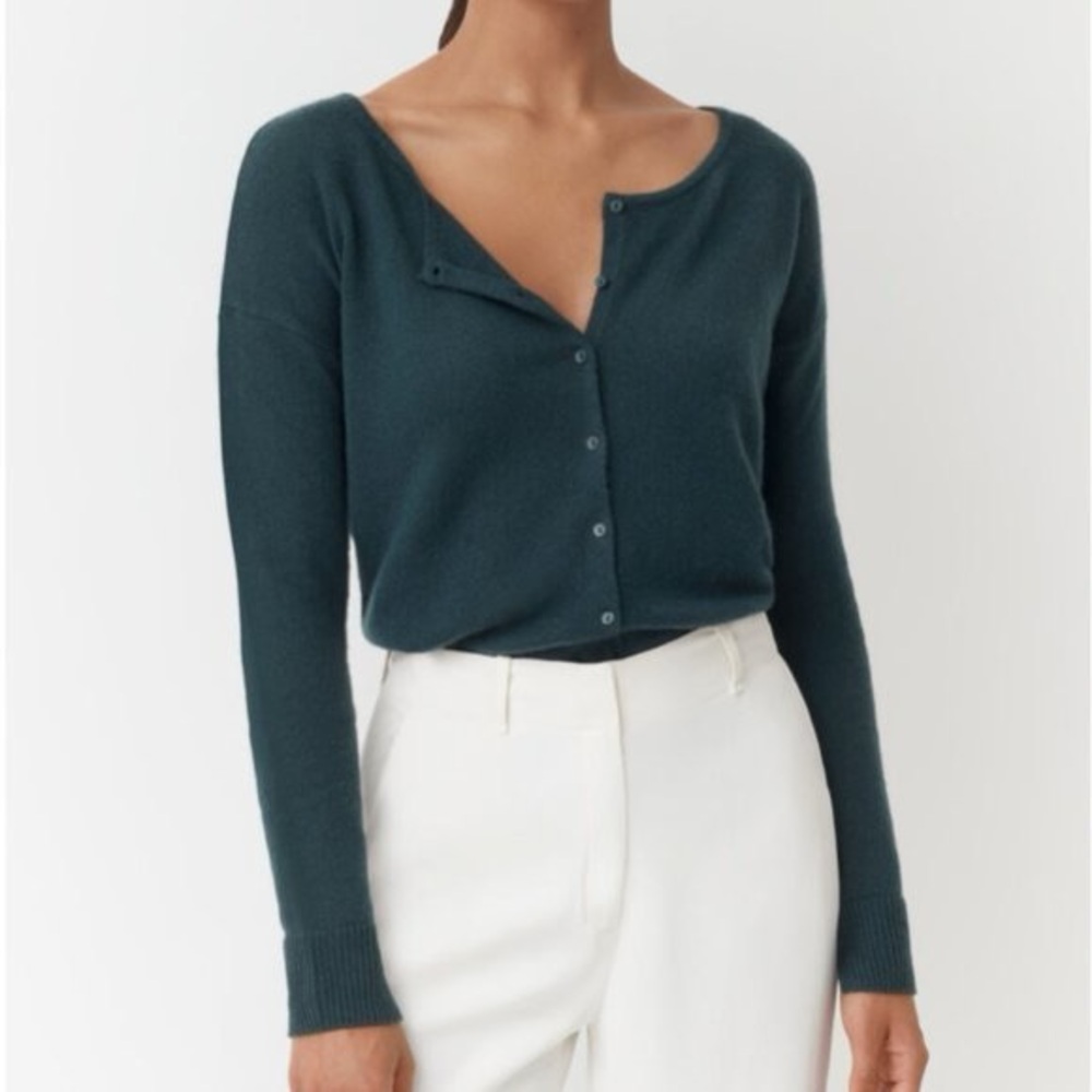 Cuyana Single Origin Cashmere Cardigan in Jade (small)
